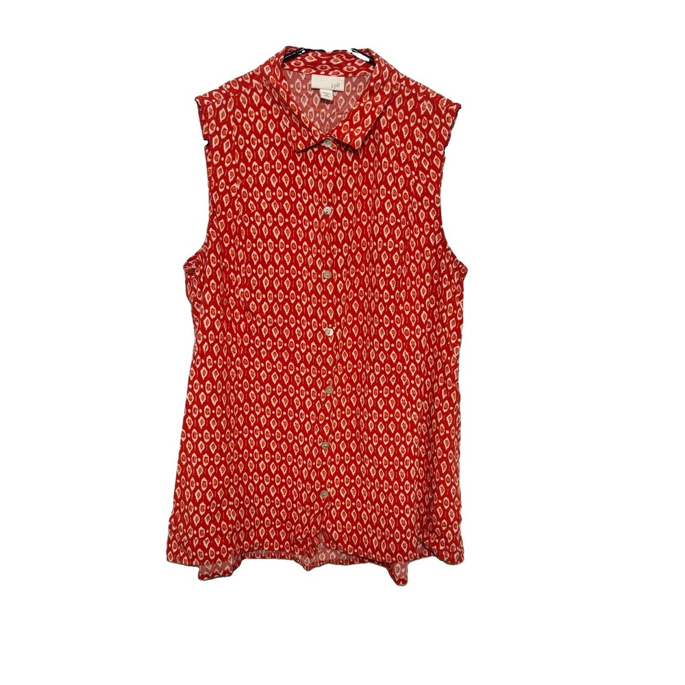 J‎ Jill Sleeveless Blouse Womens Medium Petite Red Boho
